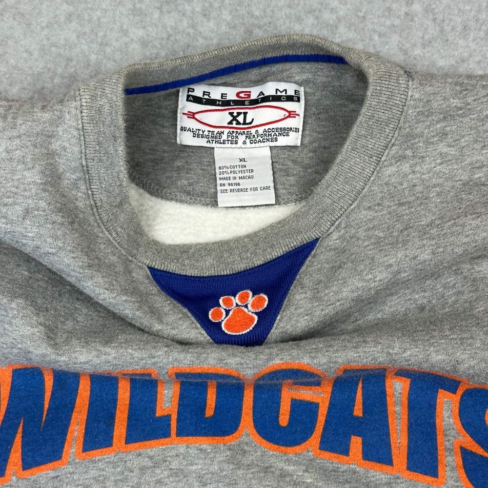 Pregame Athletics Wildcats Sweatshirt Mens XL Gray Orange Blue Crewneck Pullover - Picture 3 of 9